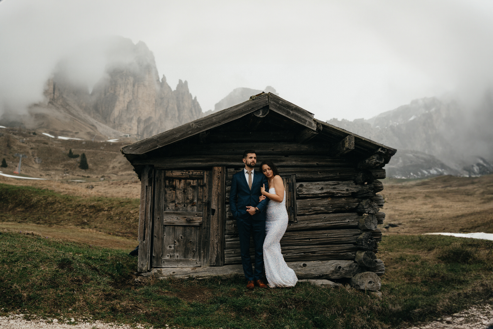 Dolomiten Unesco Weltkulturerbe Nebel Wolken Brautpaar