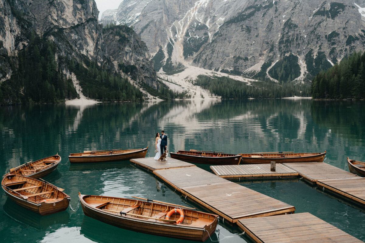 Dolomiten, Berge, Pragser Wildsee, Hochzeitfotografin, Regentropfen, Hochzeit, Hochzeitsfotografin